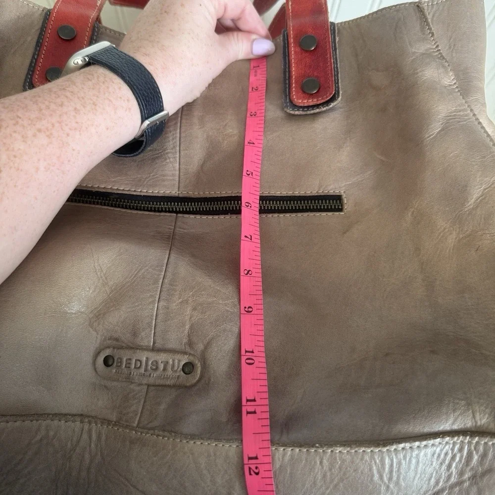 Bed Stu Leather Arlington Tote Shoulder Bag Purse Handbag Brown Red Distressed